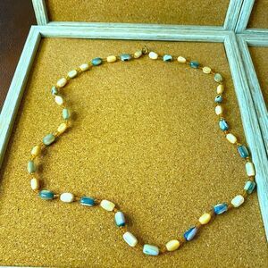 Retro beads multi colored coastal ocean theme golden clasp